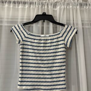 Dry Goods Blue and White Striped Short Sleeve Top